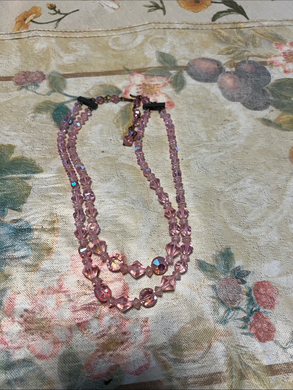 Pink Crystal Beaded Necklace - Unbranded